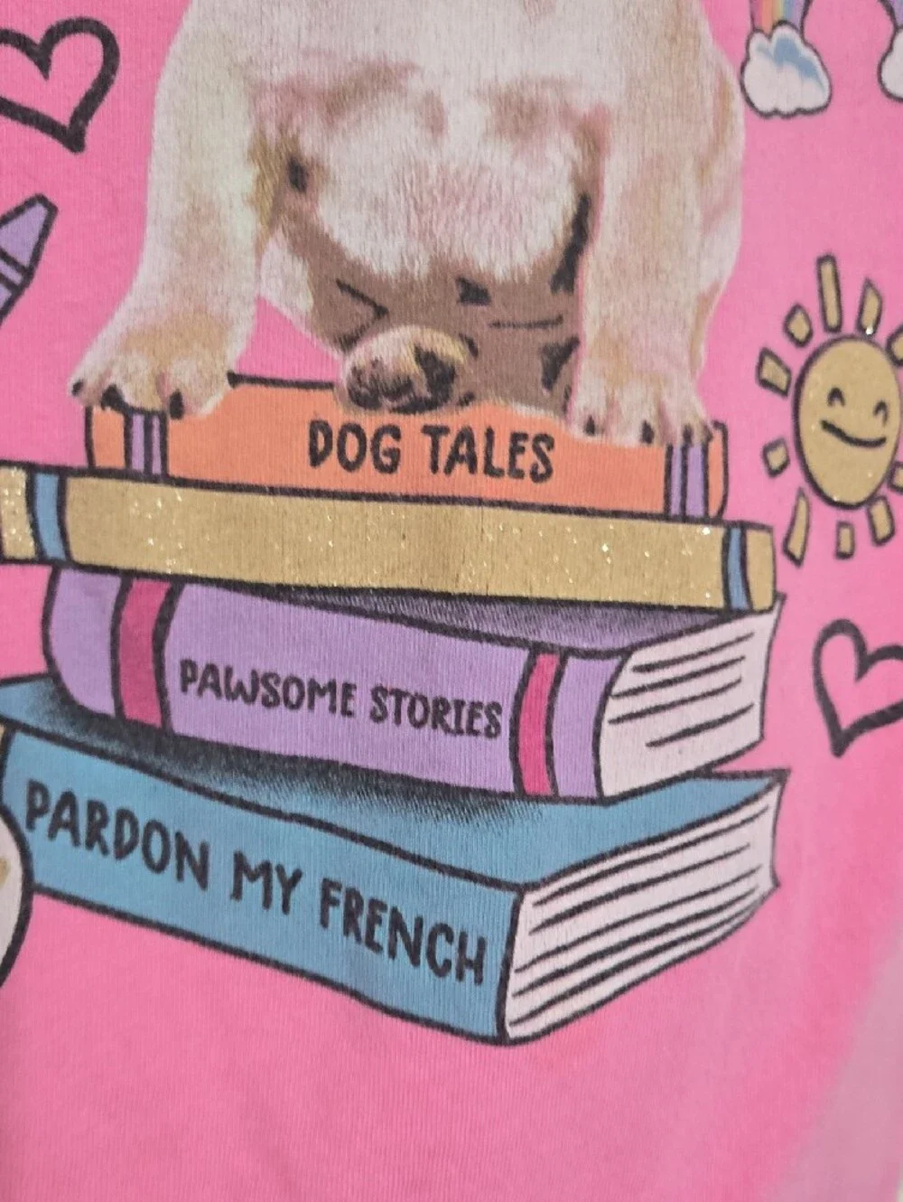 The Children's Place Bright Pink Puppy & Books Graphic Tee